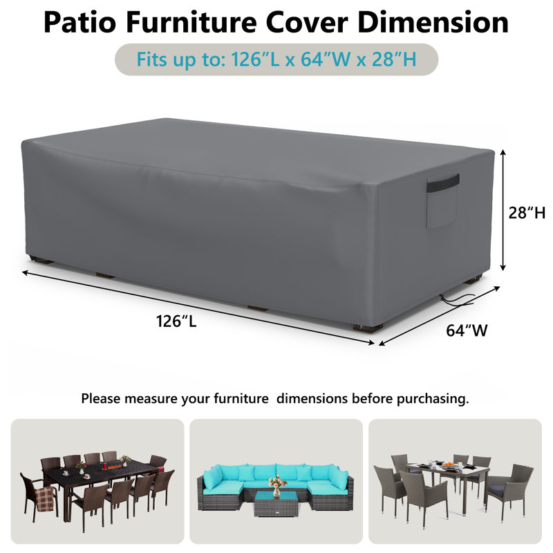 Waterproof Patio Furniture Covers Heavy Duty Outdoor Furniture Cover, Gray