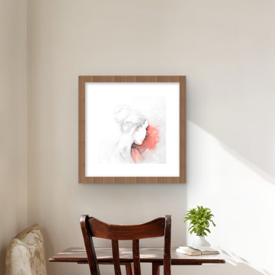 Pastel Woman - Coral Framed Matted Print for Home Decor