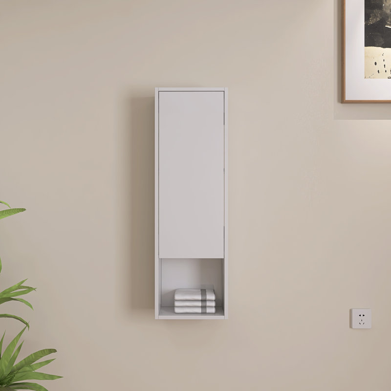 37.38"H Wall-Mounted Bathroom Cabinet, 37.47" H x 12" W x 5.97" D, White
