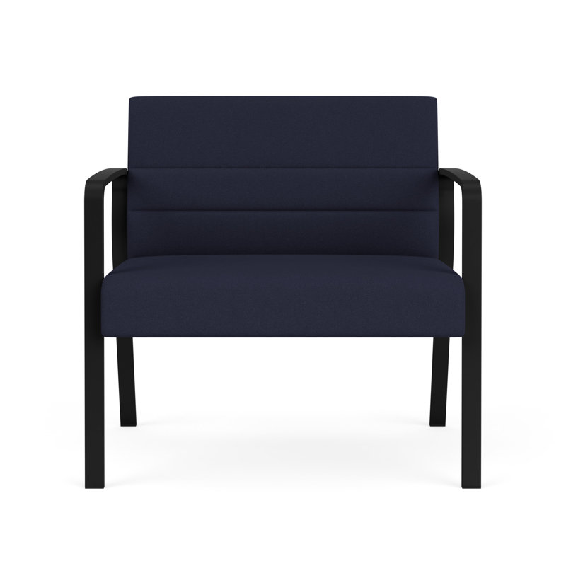 Chaise bariatique Waterfall, Noir, Portes ouvertes en tissu bleu marine