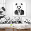 Drôle de panda hipster noir et blanc - coussin imprimé animal-30746274-30746277