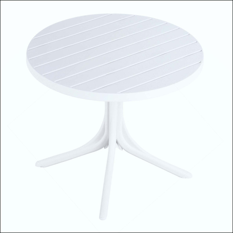 Table ronde moderne en plastique - Table de salle à manger intérieure / extérieure et table basse, table de patio légère en polypropylène toutes saisons pour le jardin, la cour, la cuisine, le camping