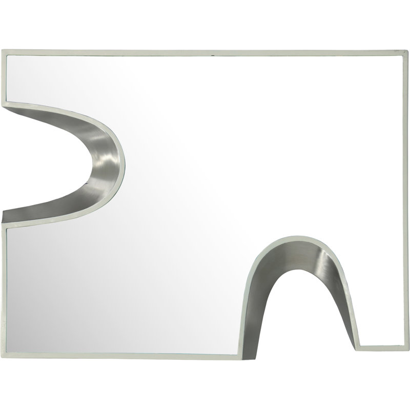 Soleil Bulow Rectangle Wall Mirror, 48" x 36", Cream/Silver