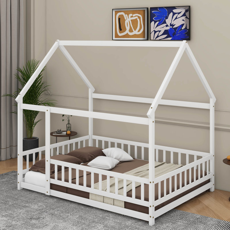 Lit en bois Asahn, Lit double, Blanc
