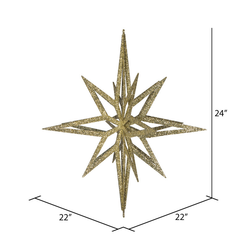 Ornement étoile scintillante Vickerman 3D, Champagne, H 24 po x l 22 po x P 22 po