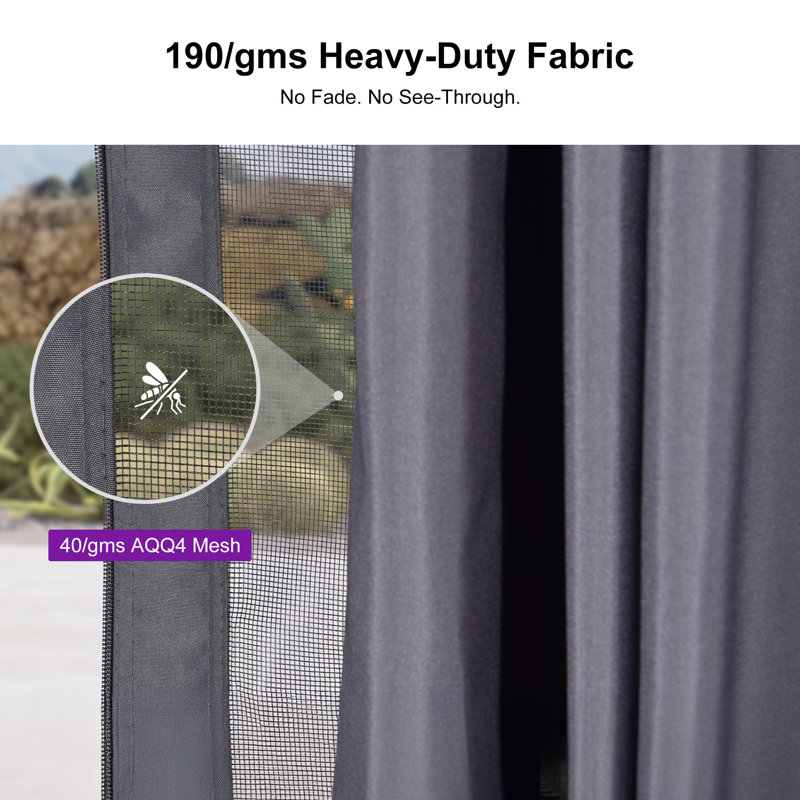 PURPLE LEAF Louvred Pergola with Netting and Curtains, 7.7' H x 10' W x 13' D