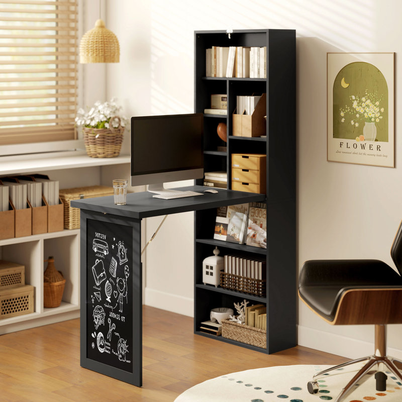 Bureau d'écriture mural pliable avec bureau d'écriture mural avec tableau noir et tablette latérale