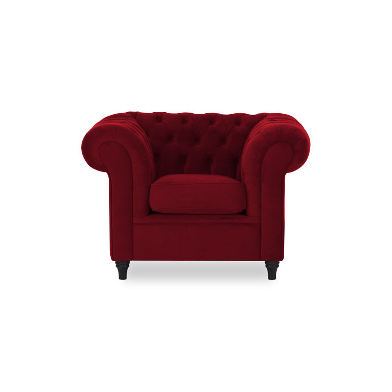 Upholstered Chesterfield Chair, Wine Red