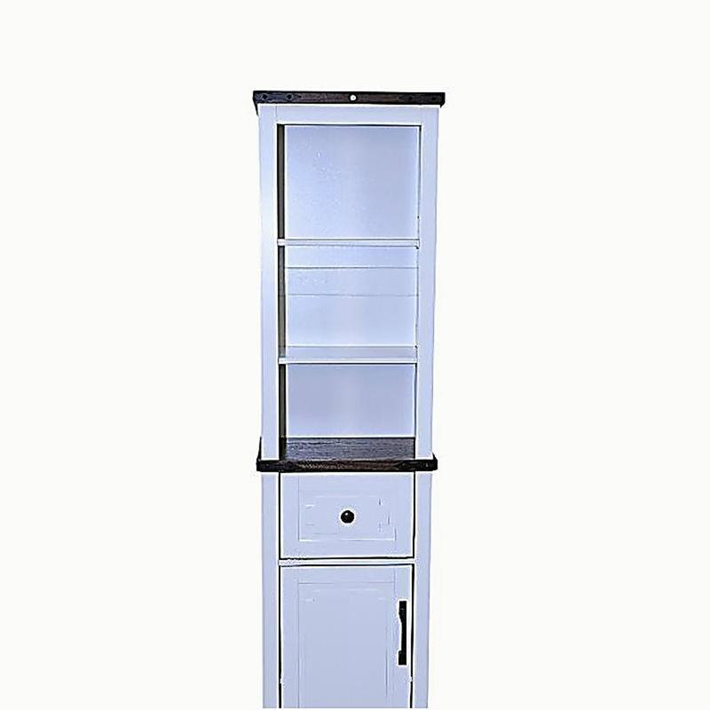 Bathroom Storage Cabinet with Adjustable Shelves & Storage Drawer, Tall Linen Tower for Bathroom, Living Room, White/Walnut