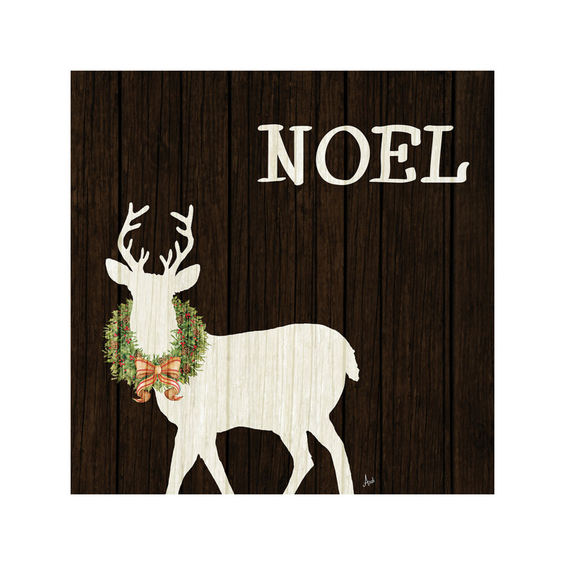 Wooden Deer With Wreath I by Andi Metz - Wrapped Canvas Print, 93.98 cm H x 93.98 cm W x 1.91 cm D