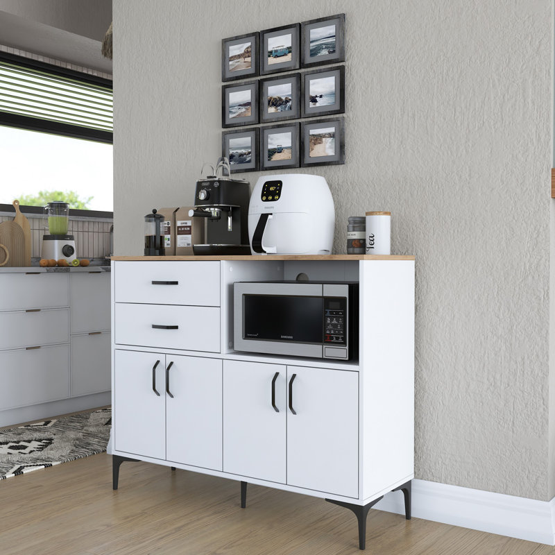 Multi-Purpose Cabinet with Numerous Shelves, White and Walnut Finish, 47.2 x 38.8 x 15.7 inches | 100% Melamine Coated E1 Quality Chipboard, Wall-Mountable Design for Extra Storage | Modern Home & Office Furniture
