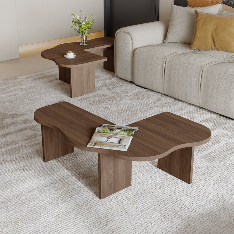 Table basse rectangulaire de 58,66 po, table basse moderne en bois de style Mid-Century
