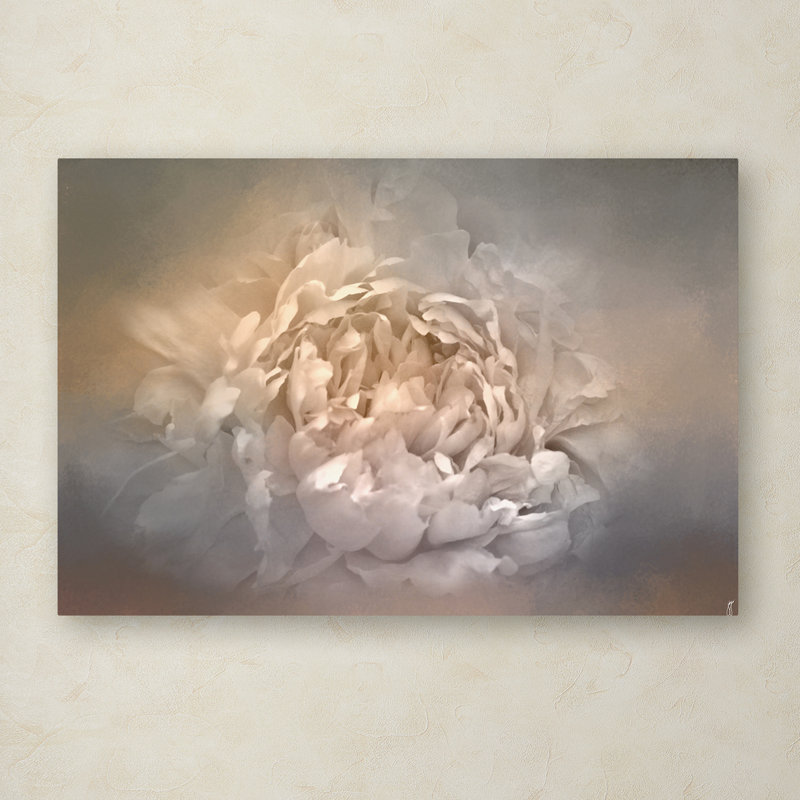 Blushing Silver and Gold Peony Canvas Landscape Art