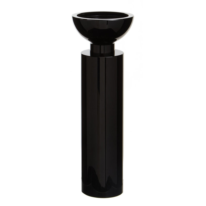 Glass Tabletop Tealight Holder, 29cm H x 10cm W x 10cm D, Black