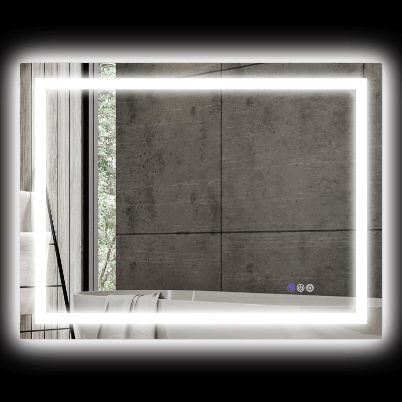 Miroir de salle de bain à DEL avec lumières, miroir à DEL rétroéclairé pour la salle de bain, anti-buée, mémoire, température de couleur infinie, miroir de meuble-lavabo mural à intensité variable, horizontal / vertical