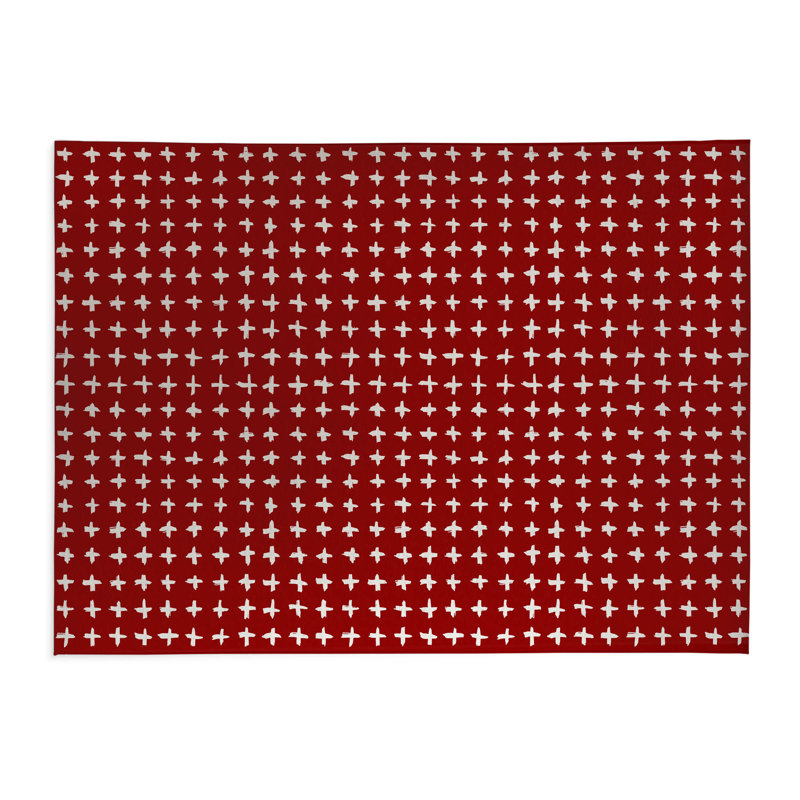 Tapis de cuisine à profil bas Check, Rouge canneberge, Rectangle 5 pi x 7 pi