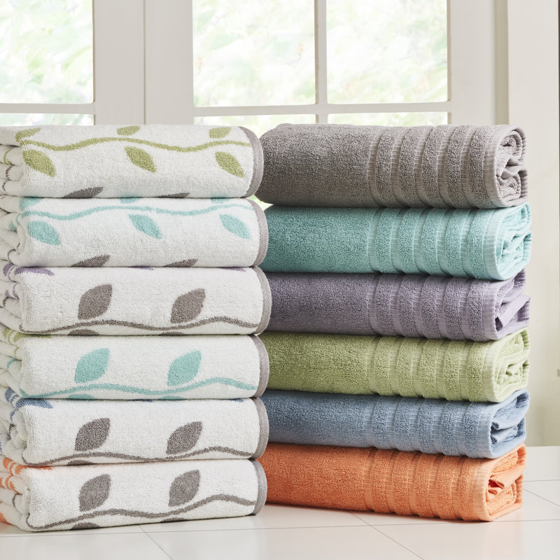 Coral and White Organic Cotton 6-Piece Towel Set