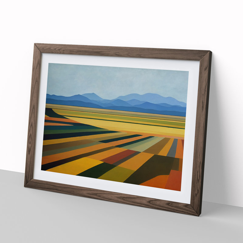 Extraordinary Spring Meadow Landscape 1 Piece Single Picture Frame Wall Art, 34cm H x 46cm W x 2cm D, Walnut