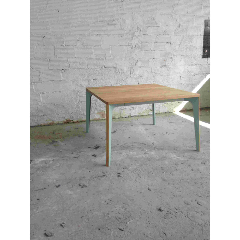 Vintme Square Solid Oak Dining Table, Ragg Brown/Light Oak