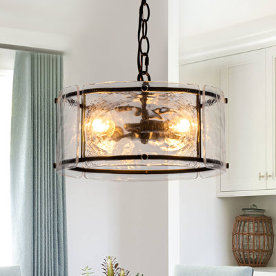 Jairdan 3-light Glass Drum Pendant