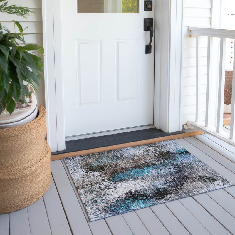 Tapis abstrait lavable à la machine intérieur / extérieur Layton ACN2242, Rectangle 1 pi 8 po x 2 pi 6 po