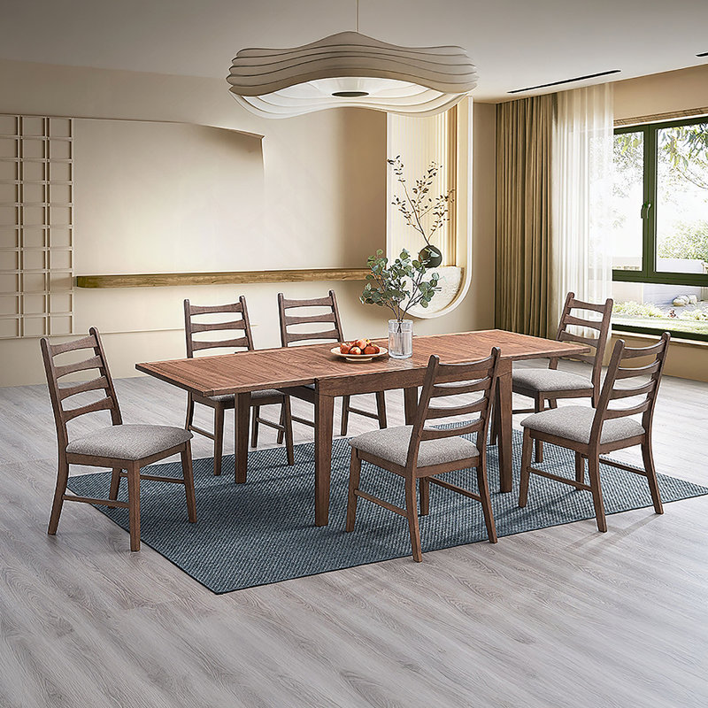 Table de salle à manger 7 pièces, Noyer, Noyer, 7 pièces : table, 6 chaises