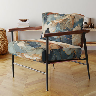 Abstract Blue River Ink III - Fauteuil rembourré abstrait