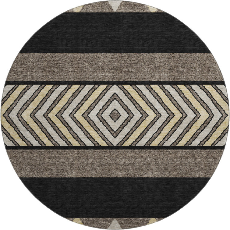 Premium Machine Washable Prisco Black Rug