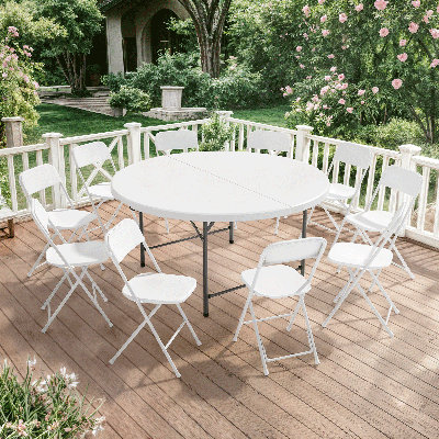 11-Piece Fold-In-Half Card Table – Kitchen, Wedding Event Set