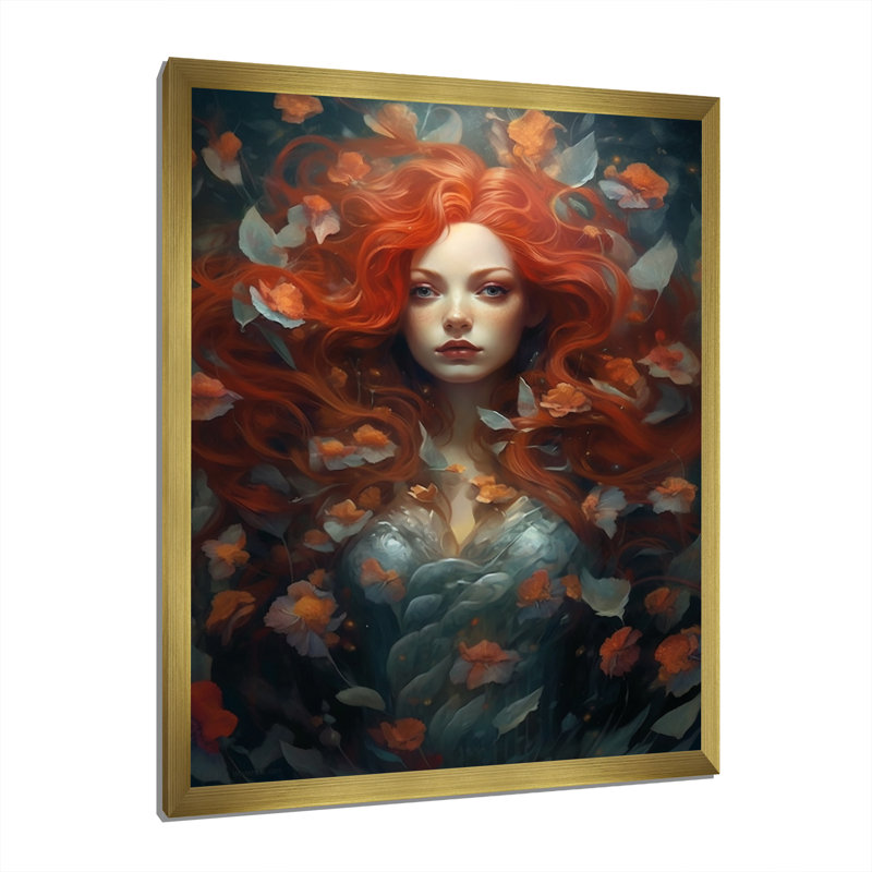 Art psychédélique «Enchantress Portrait I», H 44 po x l 34 po x P 1,5 po, Cadre photo doré simple