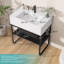 Lavabo de salle de bain sur pied l 32 po x P 20 po avec lavabo console autoportant à surface solide blanc lustré et pattes en fer noir pour salle de lavage avec trou de robinet pré-percé