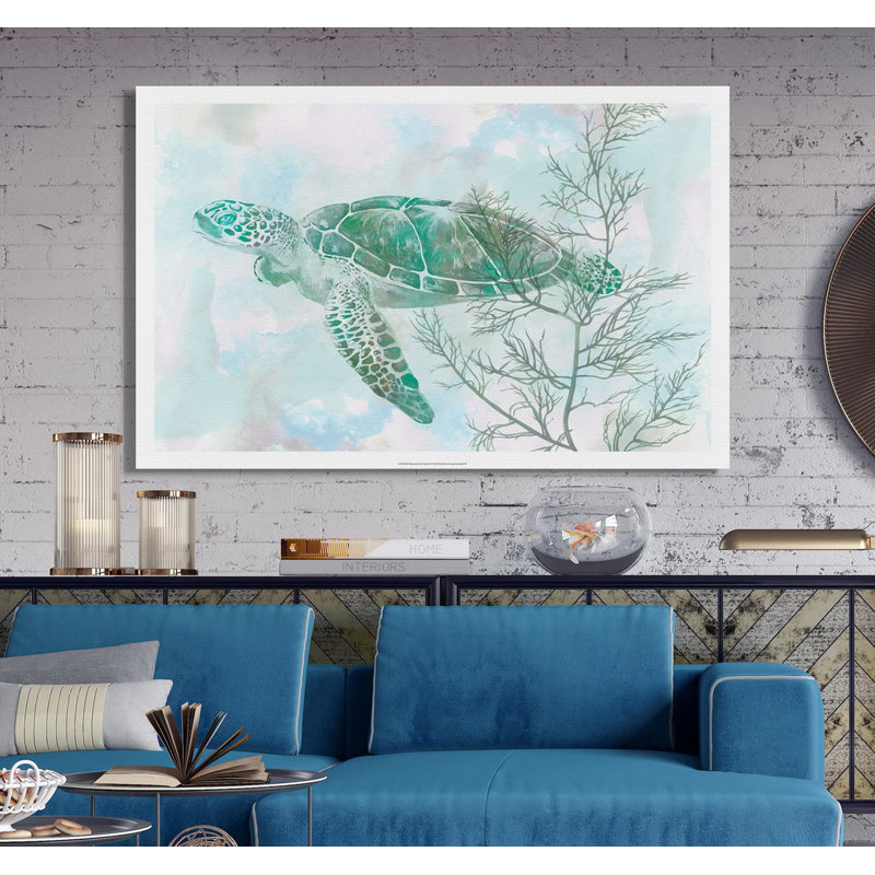 «Sea Turtle II», reproduction de peinture à l'aquarelle, H 8 po x l 12 po x P 1,5 po, Toile tendue