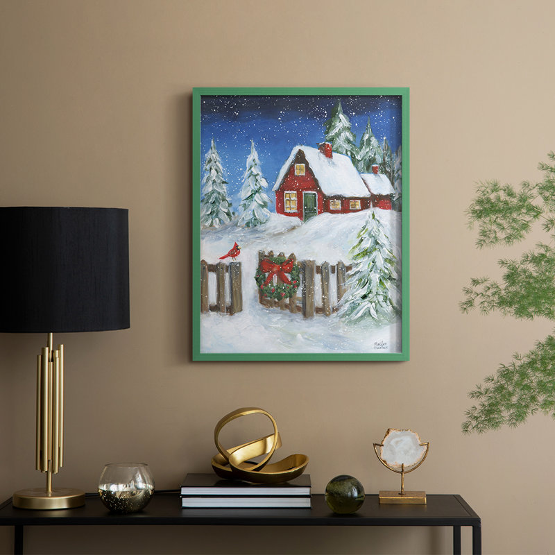Cozy Christmas, reproduction encadrée - bois massif, H 21 po x l 17 po, Vert