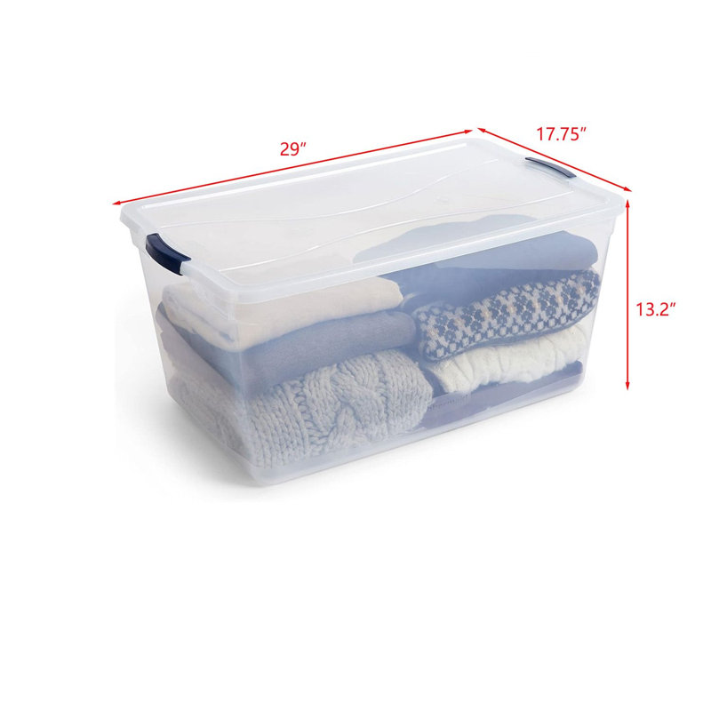 Rubbermaid Cleverstore Clear 95 Qt Plastic Storage Bins with Lids, 4-Pack
