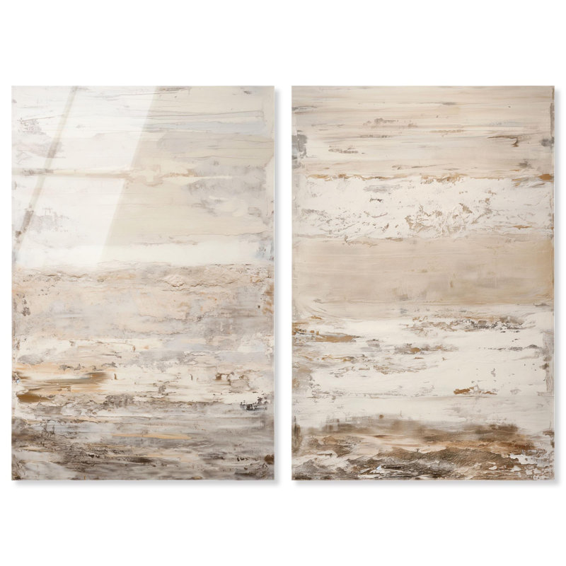 Ensemble de décoration murale abstraite à imprimé acrylique Desert Gleam Diptych par Art Remedy, prêt à accrocher, 16 x 24