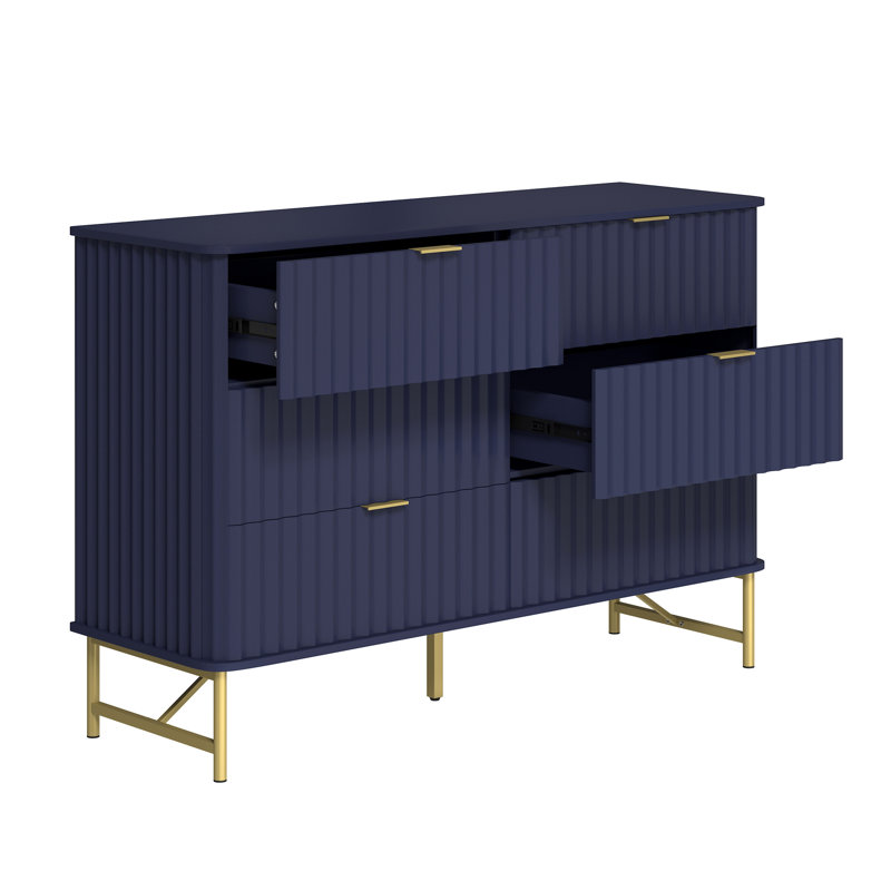 Commode décorative 6 tiroirs Barberton, Bleu