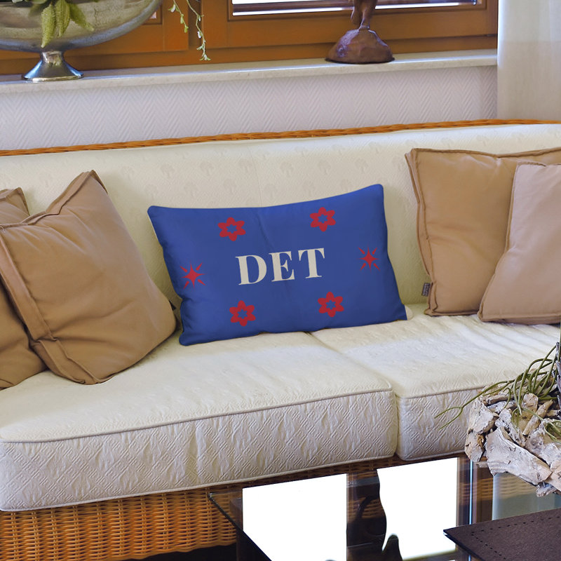 Coussin d'extérieur 20 po x 14 po Detroit, Rouge / bleu / blanc