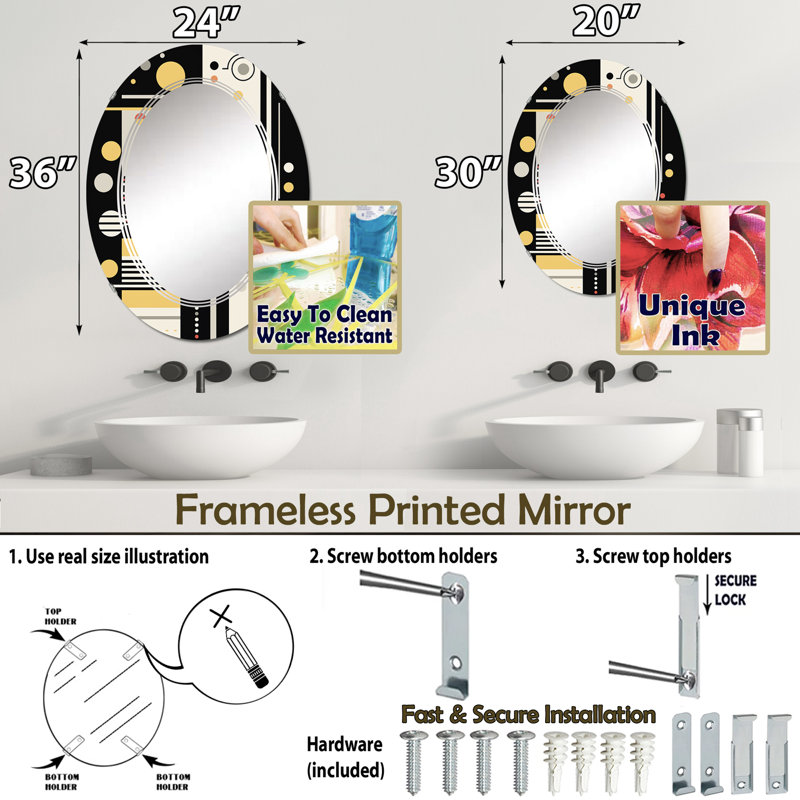 Miroir mural Hafley, 36 po x 24 po