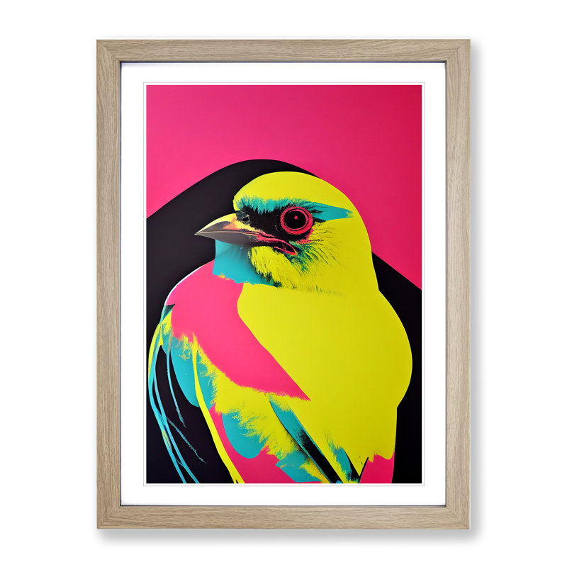 Technicolour Bird No.3 Abstract - Single Picture Frame Print, 46cm H x 34cm W x 2cm D, Oak Framed