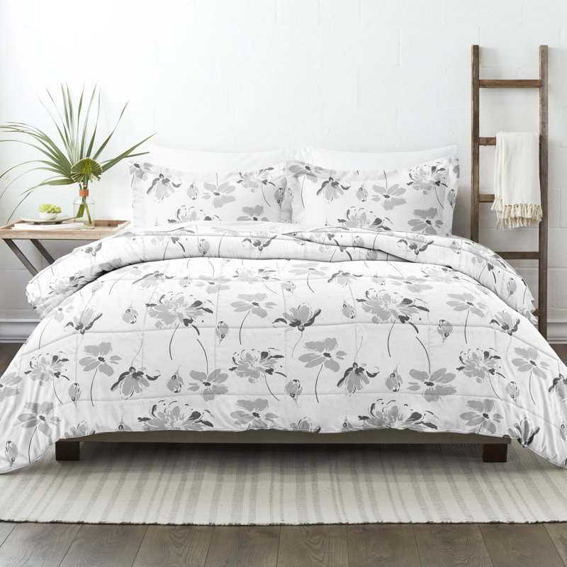 King Light Gray Microfiber Down Alternative Comforter Set