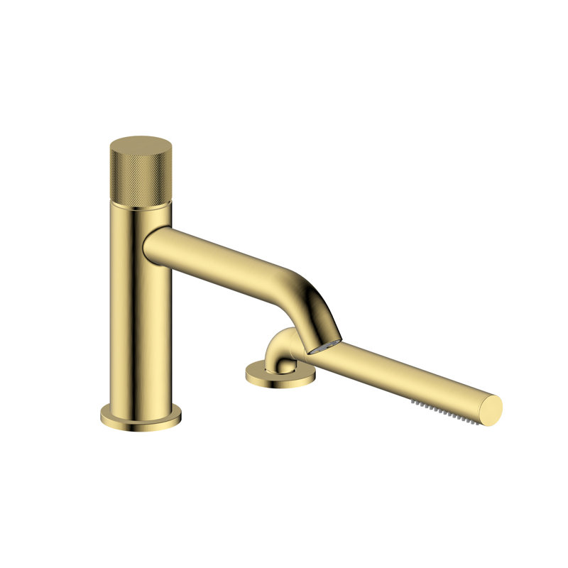 STELLA-GD Brushed Brass Bath Faucet With Handshower, Brushed Brass