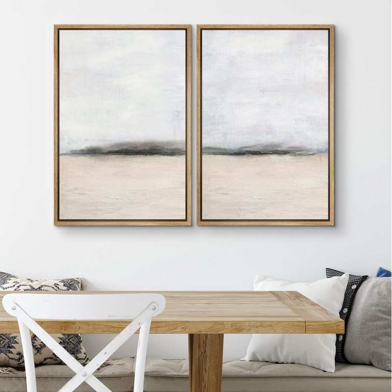 «Pastel Tan Grey Paint Stroke Collage Abstract Shapes Minimal Decor Artwork Boho Nordic Relax», reproduction d'art encadrée sur toile