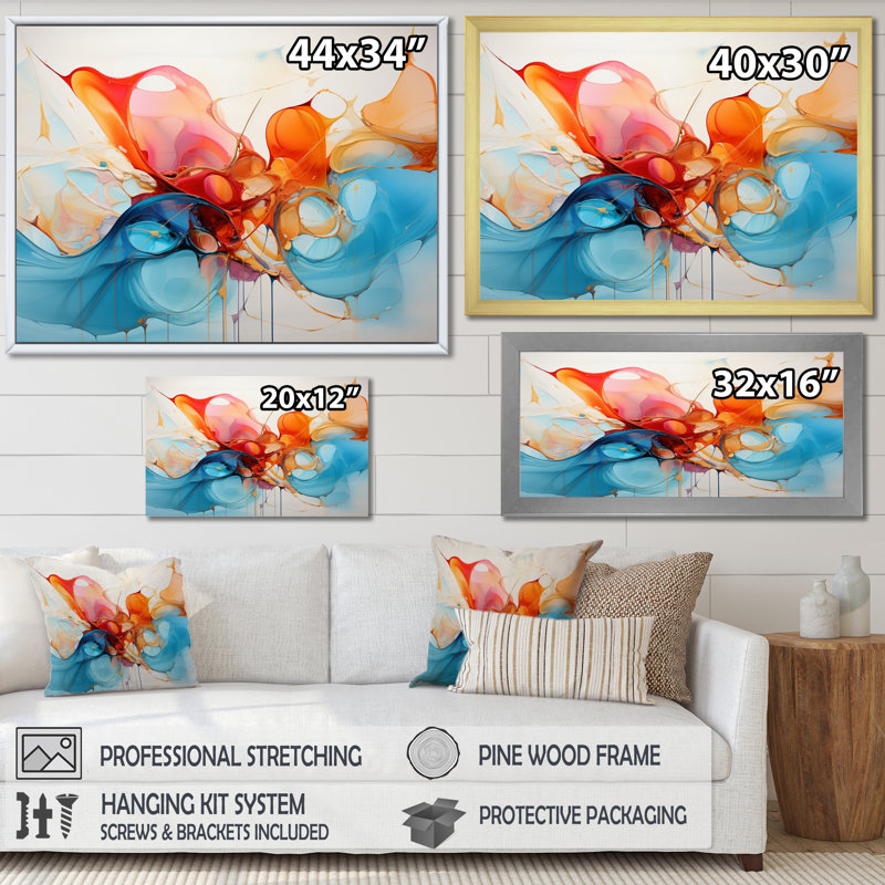 Collage symphonie III sur toile, Encadrement doré, H 12 po x l 20 po x P 1 po