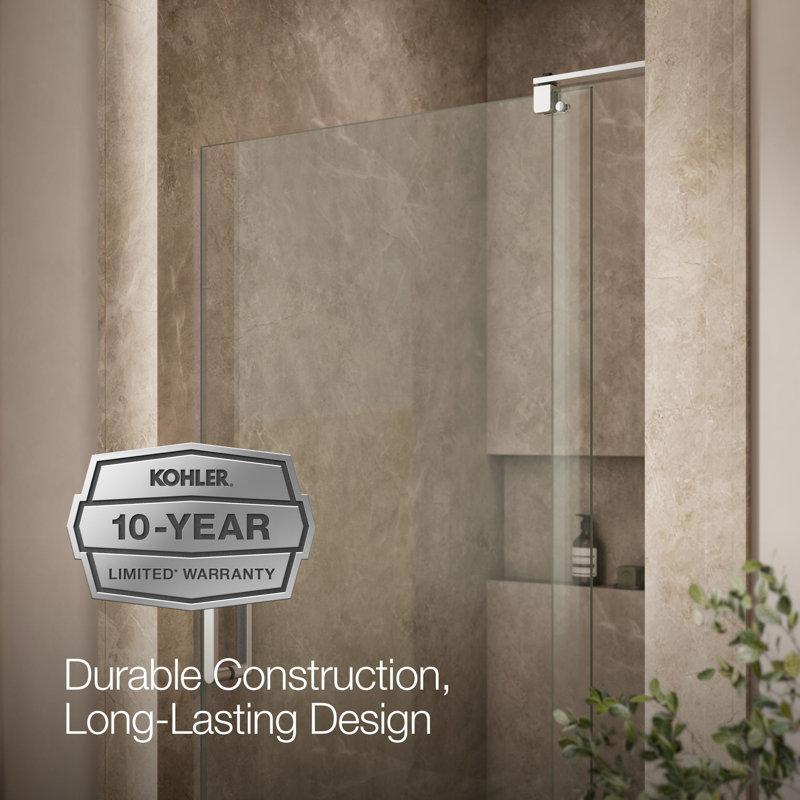 Revel 44'' x 70'' Pivot Shower Door with CleanCoat® Technology, Bright Polished Silver, Crystal Clear