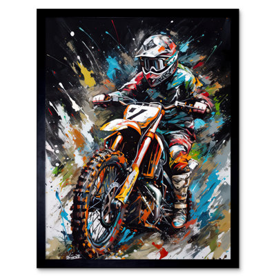 Luen Motocross Race Driver Number 7 Racing Action Shot - Single Picture Frame Print