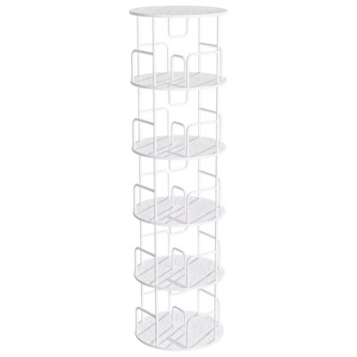Étagère de rangement Spinning 360 à 5 niveaux pour différentes pièces, blanc, peu encombrant et aspect élégant