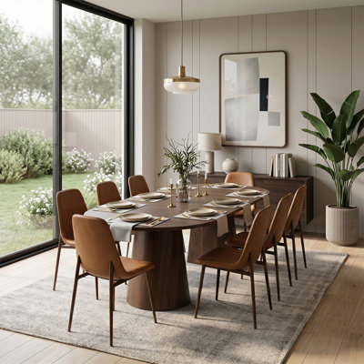 Table de salle à manger extensible pour 4 à 8 personnes avec chaises en similicuir