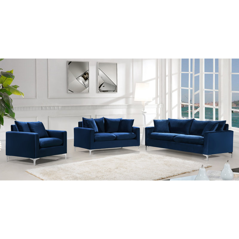 Shumpert 58'' Velvet Loveseat, Navy Velvet