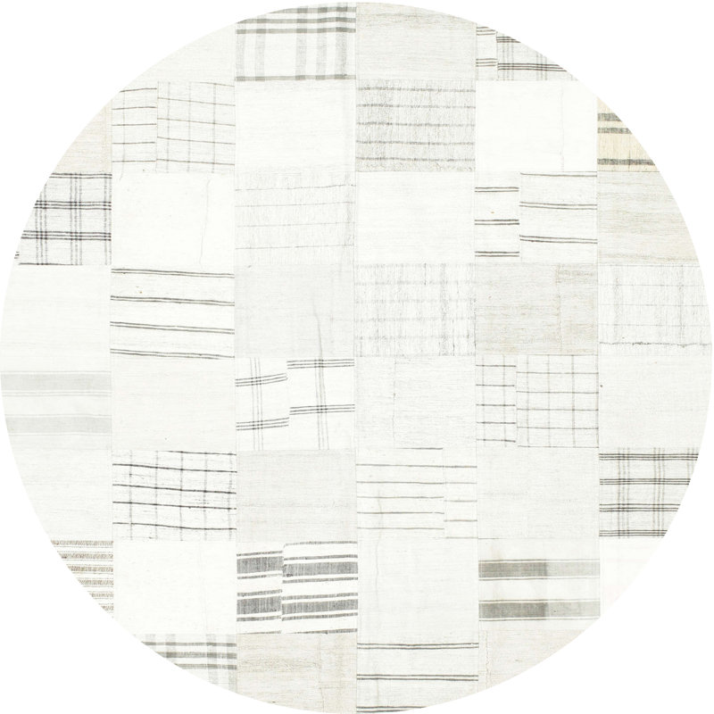 Tapis abstrait crème / gris, Rond 4 pi