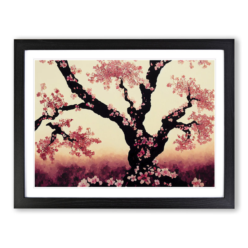 Amazing Cherry Blossom Tree Flowers - Single Picture Frame Print, Black Framed, 46cm H x 64cm W x 2cm D